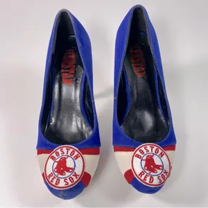 HerStar Boston Red Sox Suede High Heels Color Blue/Red/White SZ 7 thumbnail 2