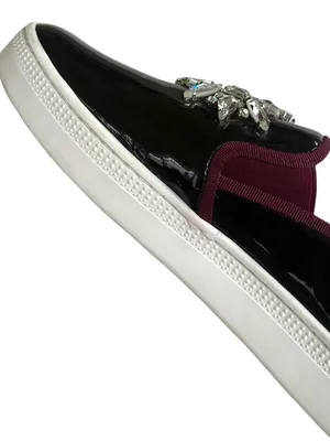 EUC Badgley Mischka Leather Barre Rhinestone Embellished Slip-On Flats Size 8 thumbnail 5