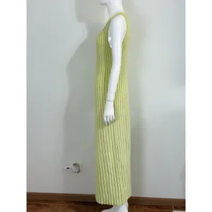 By Together Ribbed Knit Maxi Dress Lime Green Size M Tank Sleeveless Bodycon thumbnail 3