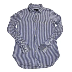 J.Crew Boy Fit Blue White Striped Button Up Shirt Size 00 Cotton Stretch thumbnail 5
