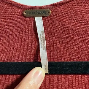 Free People Deep V-Neck Sweater Women S Rust Wool Blend Oversized‎ Tunic Pockets thumbnail 7