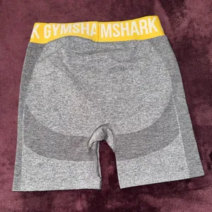 Gymshark Heather Gray Shorts with Yellow Waistband thumbnail 2
