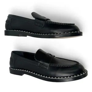 New SCHUTZ 8.5 Loafer Penny Flat Slip On Studded Leather Womens Black Leather thumbnail 2