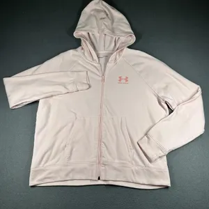 Under Armour Hoodie Womens‎ XL Pink Fleece Loose Fit Full Zip Hooded Sweatshirt thumbnail 1
