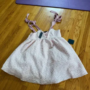 Lulus Floral Sequin Tie-Strap Babydoll Mini Dress XL Pink White Textured NWT thumbnail 5