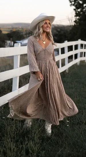 In Bloom Long Sleeve Prairie Dress thumbnail 1