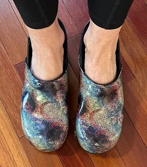 DANSKO Professional Clogs Metallic Patent Leather Abstract Colorful Artsy 41 thumbnail 1