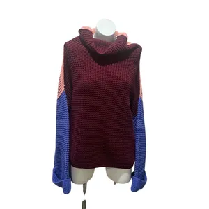 Free People Women's M Colorblock Chunky Turtleneck Sweater Multicolor thumbnail 2