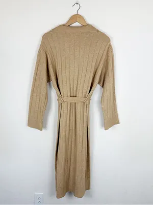 Roolee V-Neck Knit Ribbed Sweater Belted Midi Dress thumbnail 3