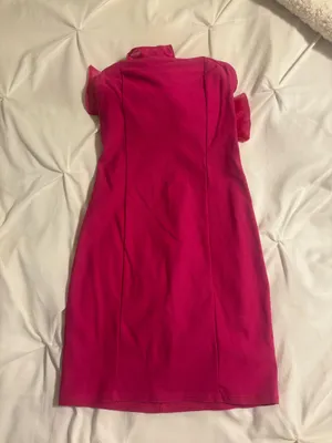 Boutique Mini Dress, Hot Pink, Adjustable Bow,Worn Onxe,XXS thumbnail 2