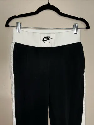 Nike Air Woman’s BB Black White Heather Colorblock HR Sweat‎ Pant Jogger Pants thumbnail 3