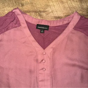 Fortune + Ivy Mauve Button-Front Women's Top thumbnail 2