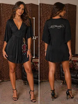 Ed Hardy by Christian Audigier Embellished Tunic Top / Dress – Black – Small thumbnail 3