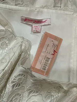 Betsey Johnson Taffeta White Floral Lace Dress 8 thumbnail 11