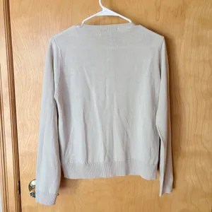 Zara‎ Crewneck Sweater Womens Medium Beige Wool Blend Long Sleeve Knit Top thumbnail 2