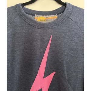 Aviator Nation Lightning Bolt Neon Chevron 5 Stripe Crew Sweatshirt Size Medium‎ thumbnail 3