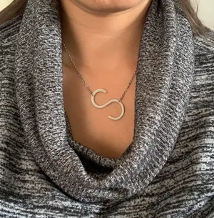 Statement Name Initial “S” Pendant Silver thumbnail 4