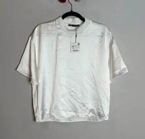 NWT Zara satin short sleeve blouse thumbnail 1