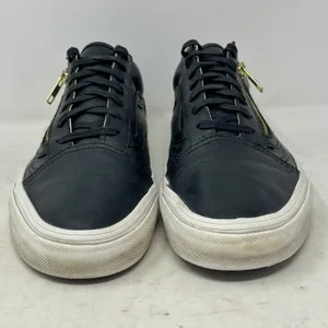 Vans Black Leather Side Zip Low Sneakers Womens 7.5 Mens 6 thumbnail 3
