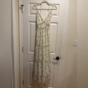 Altar'd State Posie Floral Maxi Dress with Ruffled Trim in Blue thumbnail 3