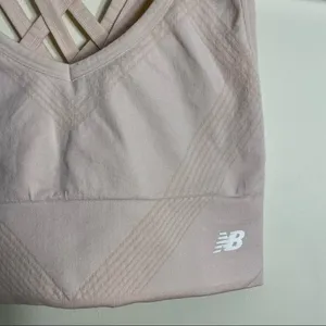 New Balance Pink Sports Bra Athletic‎ Casual Petal Pretty Minimalist Comfortable thumbnail 2