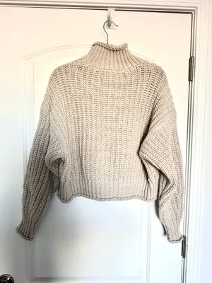 H&M Beige Knit mock neck Sweater thumbnail 5
