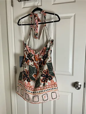 NWT Lulus Boho Tropical Floral Halter Mini Dress Size Medium thumbnail 11