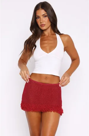 White Fox Cha Cha Cha Knit Mini Skirt Raspberry thumbnail 2