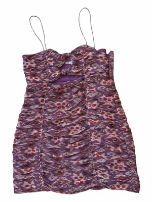 Zara Printed Ruched Cutout Mini Dress thumbnail 1