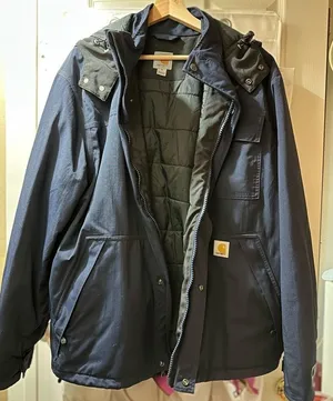 Carhartt Navy Blue Full Zip Winter Coat Hoodie Medium thumbnail 1