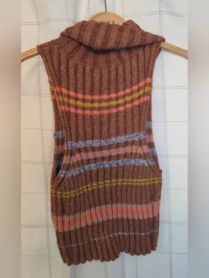 Free People Edith Striped Turtleneck Sweater Vest thumbnail 3