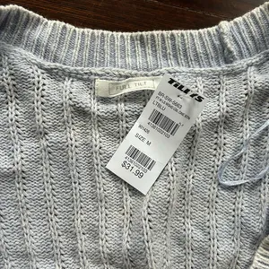 Cable Knit Cropped Sweater - Light blue thumbnail 3