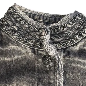 Vintage Gray Embroidered‎ Beaded Mandarin Collar Boho Vest Artisan Western Layer thumbnail 4