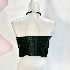 Black Corset Bustier Top Sz Large Lace Vampire‎ Gothic Victorian Burlesque thumbnail 2