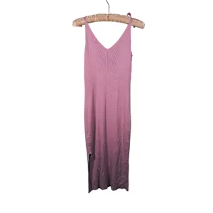 Abercrombie Sleeveless Twist Front Ribbed Midi Dress Size L Tall Pink Romantic thumbnail 4