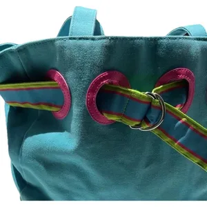 Vintage Polo Ralph Lauren Summer Canvas Tote Bag Purse Pink/Fuchsia & Blue thumbnail 4