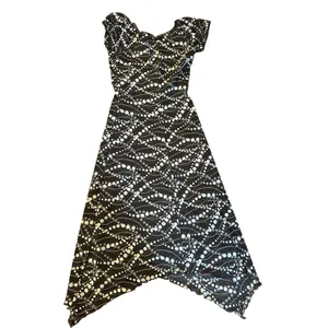 VTG Windsor Dress Mesh Polka Dot Midi Sz.Small Black Asymmetrical Hem Whimsigoth thumbnail 2