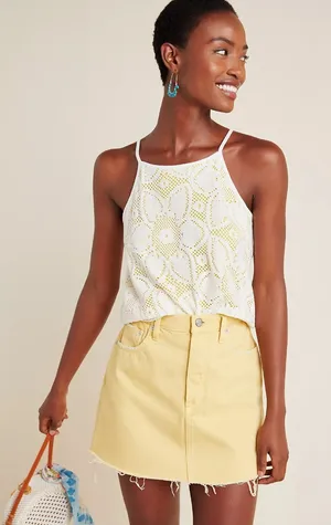 Anthropologie Cosette Top Size S Yellow White thumbnail 1