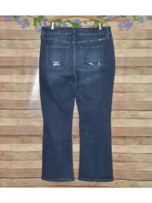 Plus Size 18 KanCan High Rise Dark Wash Ripped Bootcut Jeans Stretch Denim thumbnail 4