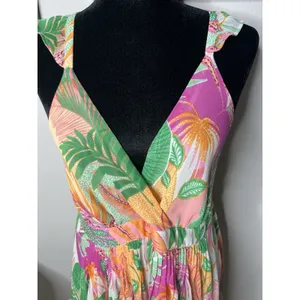 SKIES ARE BLUE Women's L Tropical Floral Maxi Dress Lined thumbnail 7