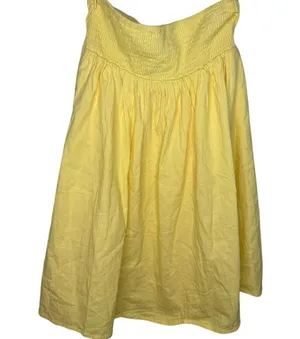 Princess Polly Strapless Dress Women's Size 6 Yellow Lined Smocked Fit Flare thumbnail 2