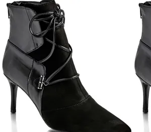 Nine West VTG Y2K Black suede/leather pointed toe with lace Ankle boots 7M thumbnail 1