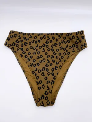 Aerie Scoop Neck High Cut Cheeky Bikini Set Size XL Leopard Print Ribbed Knit thumbnail 6