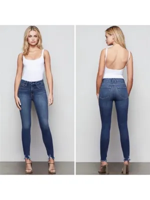 Good American Good Legs Chewed Hem Skinny Jeans Size 4/27 Style GLCH367T thumbnail 2