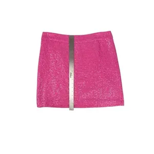 LOFT Hot Pink Barbie Sequin Mini Dress Skirt‎ Wool Blend Size 8 thumbnail 4