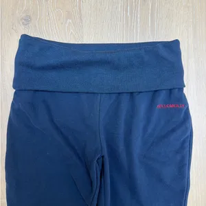 Hello Molly Flare Pants Fold Waist Base Lucky Girl Size M Navy Blue Red thumbnail 2