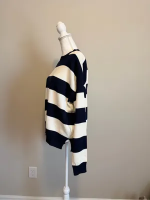 NWT Edikted Riley Oversized Striped Sweater cream/navy size medium thumbnail 5