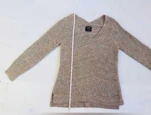 Abercrombie V-Neck Knitted Sweater in Rib - Pink/Grey Marl - M thumbnail 13