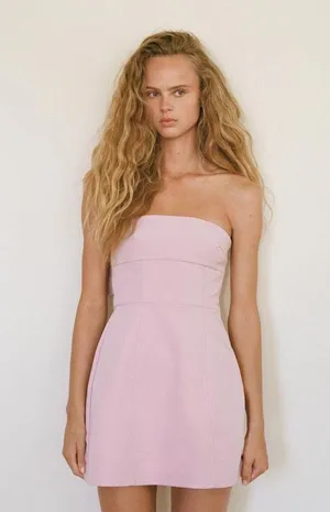 ZARA dress pink sleeveless mini bow wedding coctail party night out thumbnail 11