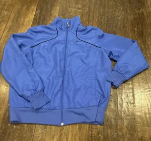 Vintage Nike The Athletic Dept‎ Womens Blue Jacket XL Black Embroidered ~Swoosh thumbnail 1
